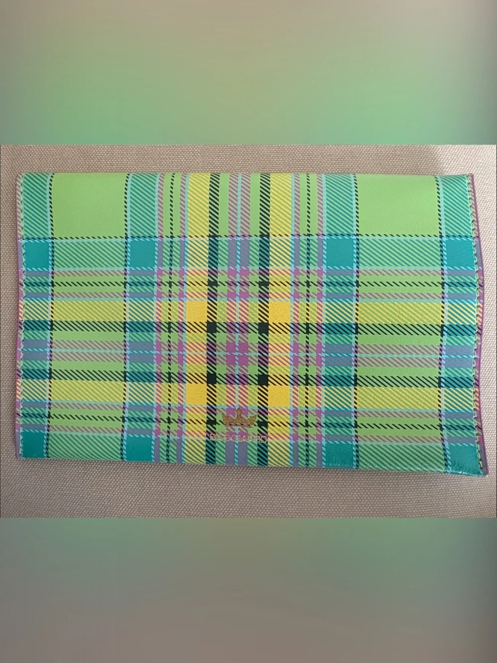 Vibrant Green & Teal Plaid Continental Wallet